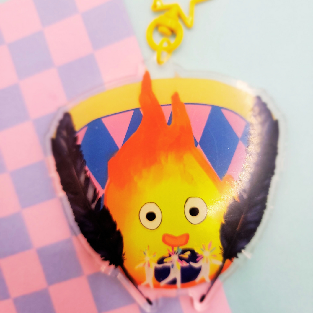 Flame Raven Wizard Keychain